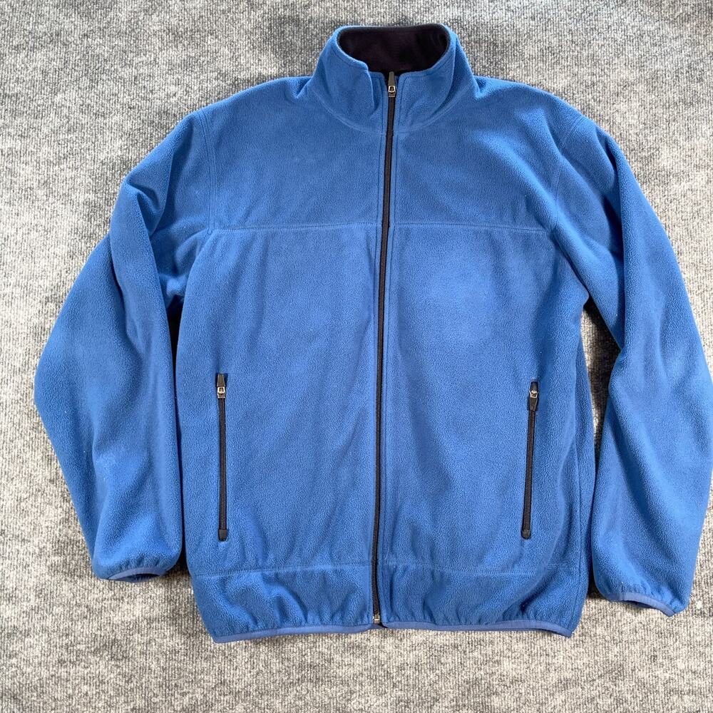 Lands' End Blue Fleece Jacket Men's Medium 38-40 Full Zip Coat